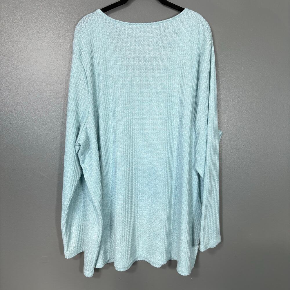 Lane Bryant Y2K Mint Waffle Knit Lace Up Top - Size 26/28 - Women's Plus Size - Picture 6 of 6